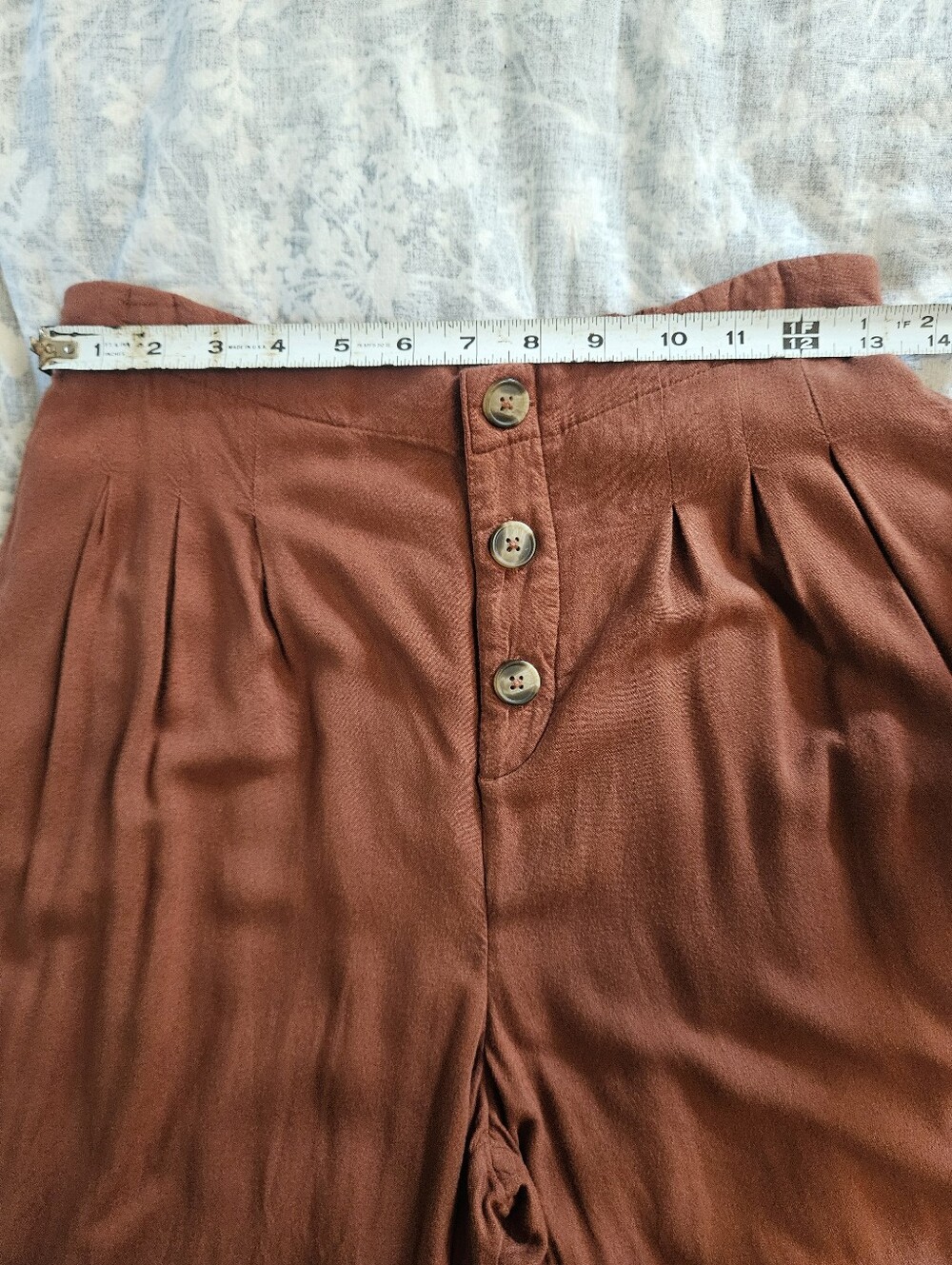 American Eagle Flowy Vacation Wide Leg Rust Fairy Pull On Pants - Picture 4 of 7